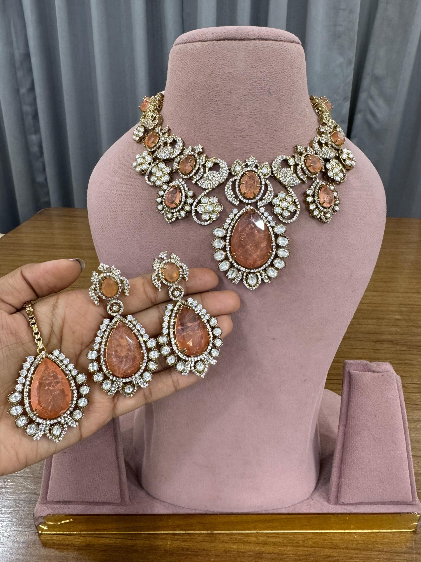 Moissanite Stone Necklace Set