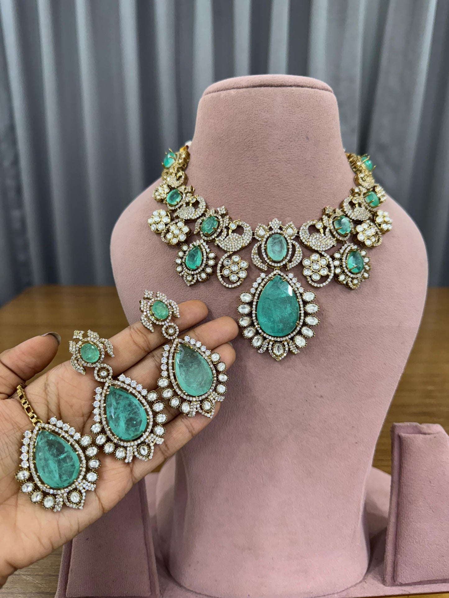 Moissanite Stone Necklace Set