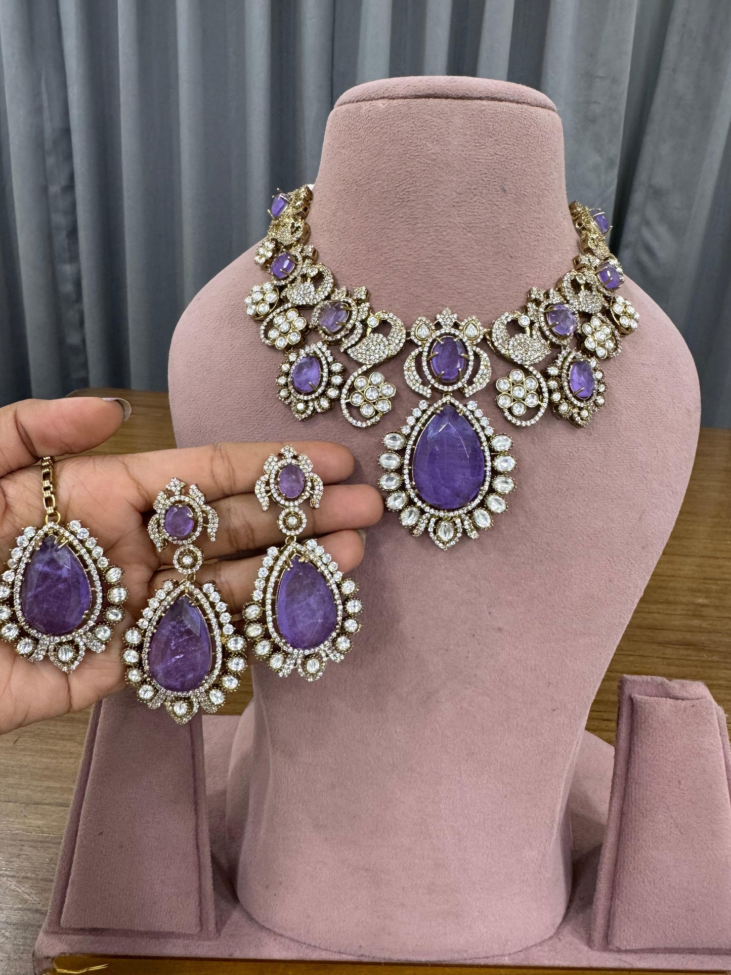 Moissanite Stone Necklace Set